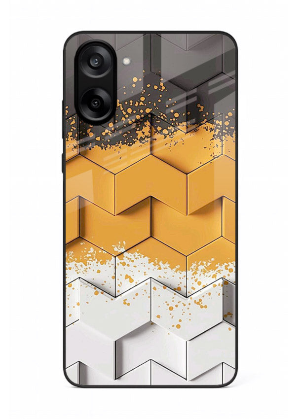 Gold Hexa Crystal gold crystal geometric pattern OnePlus Nord CE5 glass back cover