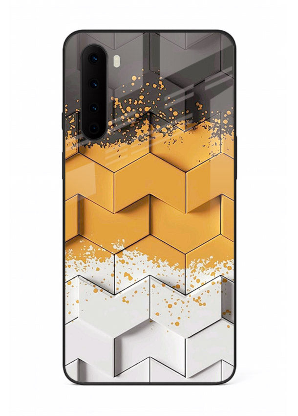 Gold Hexa Crystal gold crystal geometric pattern OnePlus Nord glass back cover