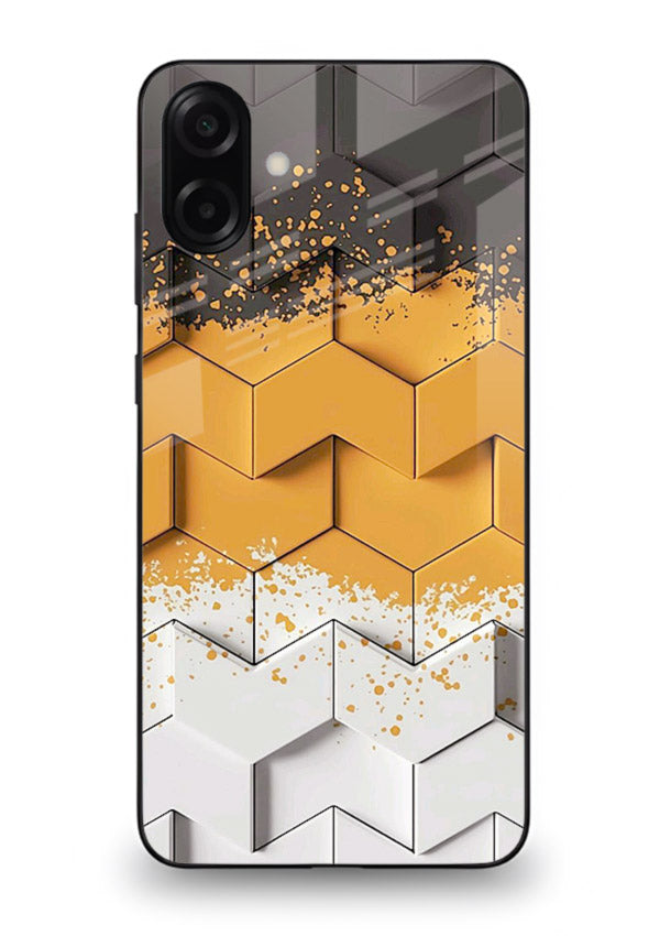 Gold Hexa Crystal gold crystal geometric pattern Samsung A06 5G glass back cover