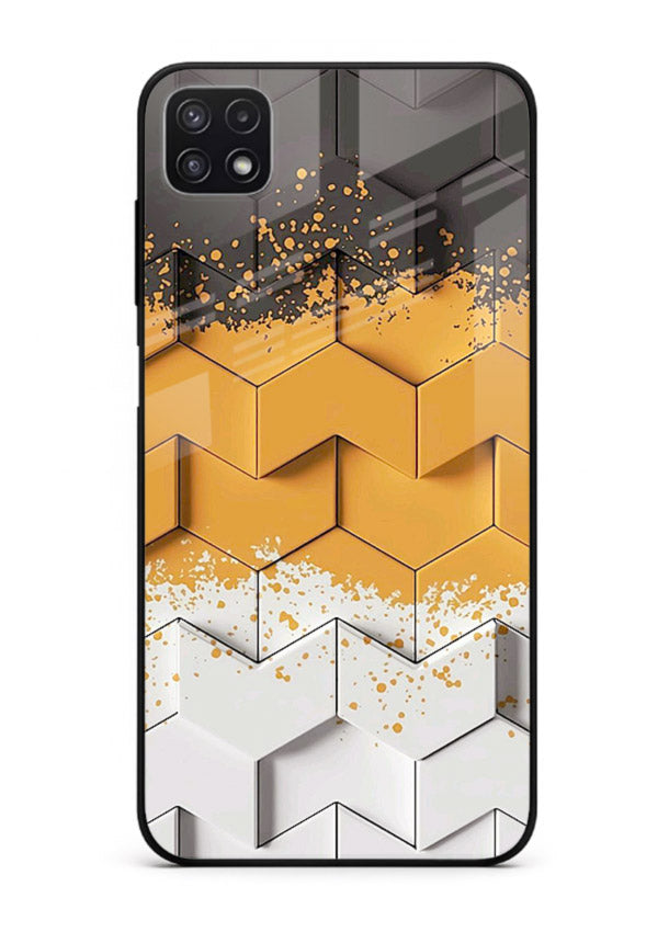 Gold Hexa Crystal gold crystal geometric pattern Samsung F42 5G glass back cover