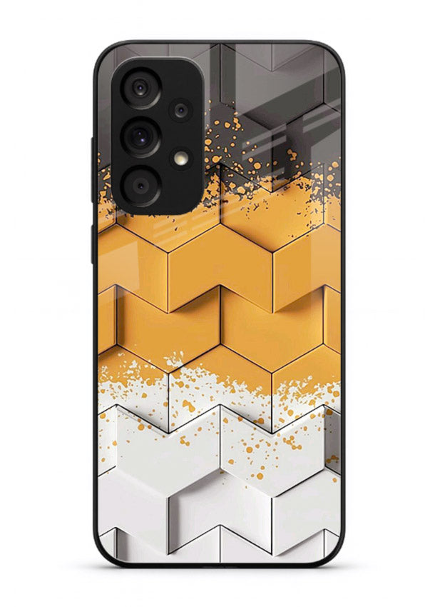 Gold Hexa Crystal gold crystal geometric pattern Samsung A53 5G glass back cover