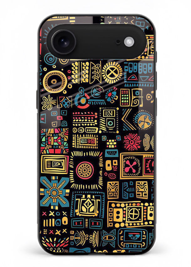 Gold Tribal Blocks gold tribal geometric pattern iphone 17 air glass back cover