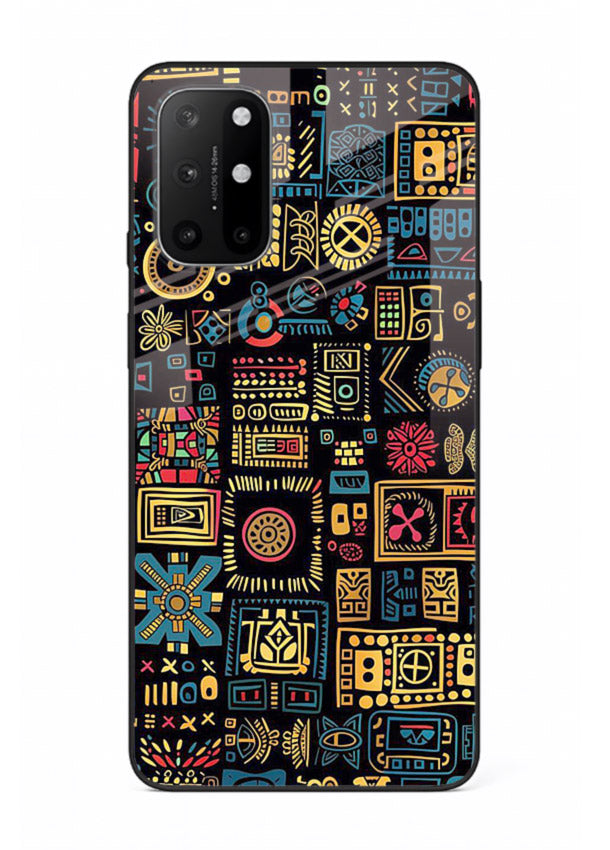 Gold Tribal Blocks gold tribal geometric pattern OnePlus 8T glass back cover