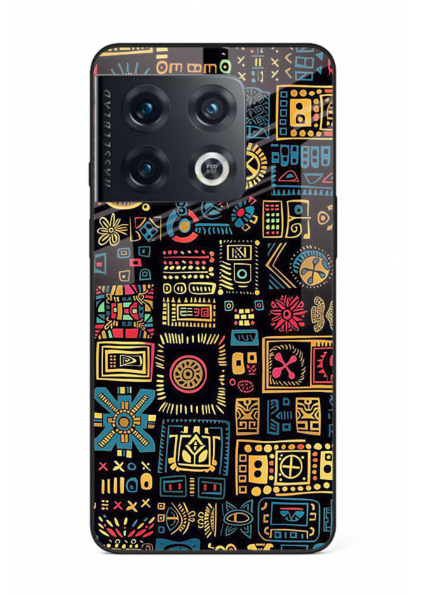 Gold Tribal Blocks gold tribal geometric pattern OnePlus 10 Pro glass back cover