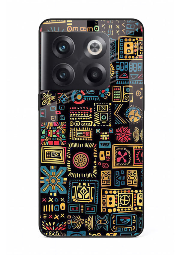 Gold Tribal Blocks gold tribal geometric pattern OnePlus 10T glass back cover