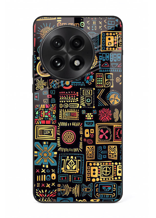 Gold Tribal Blocks gold tribal geometric pattern OnePlus 13 glass back cover