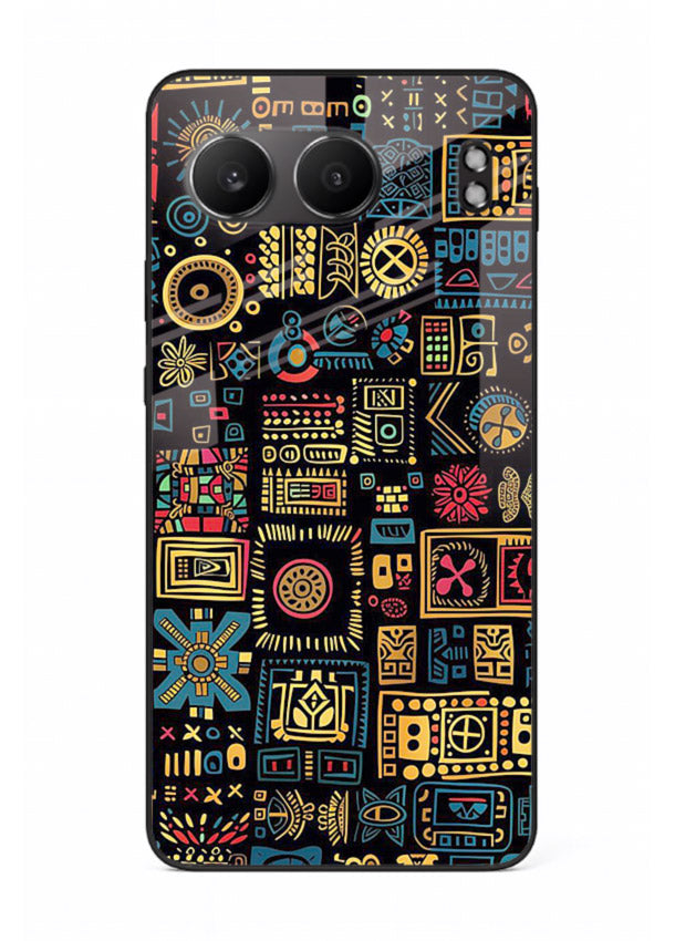 Gold Tribal Blocks gold tribal geometric pattern OnePlus Nord 4 glass back cover