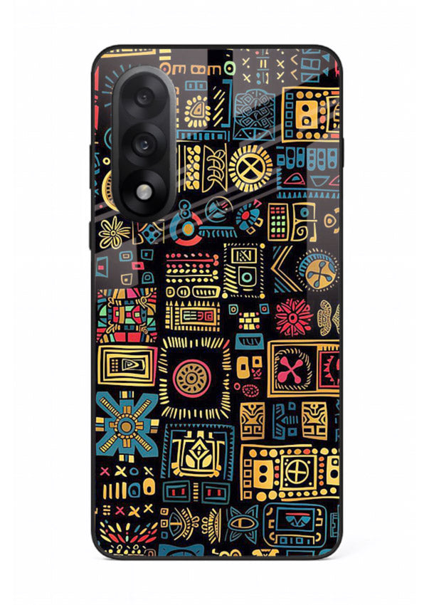 Gold Tribal Blocks gold tribal geometric pattern OnePlus Nord 5 glass back cover