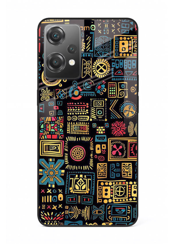 Gold Tribal Blocks gold tribal geometric pattern OnePlus Nord CE2 Lite 5G glass back cover