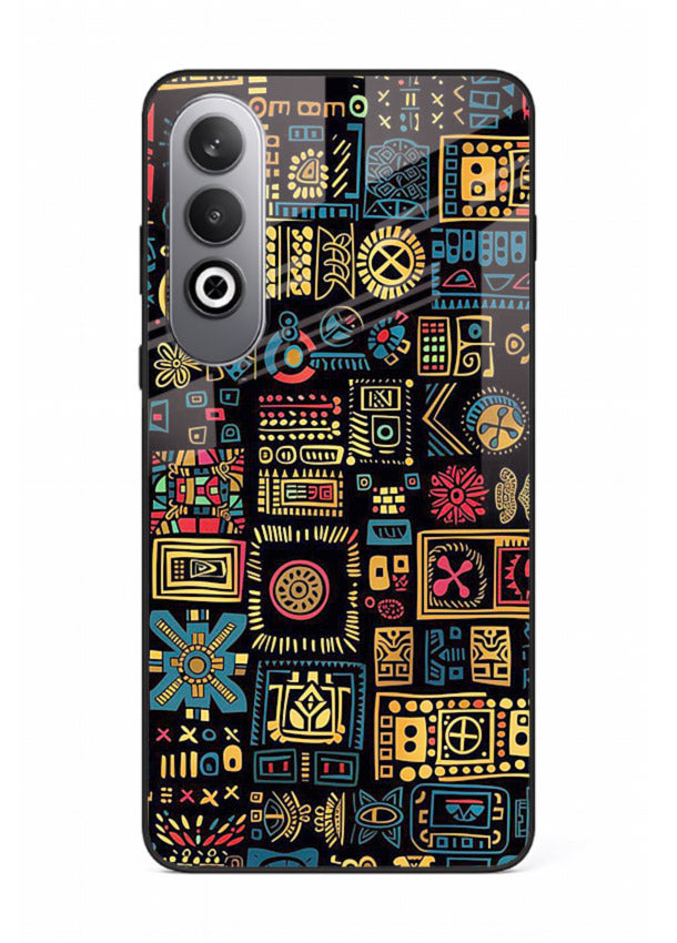 Gold Tribal Blocks gold tribal geometric pattern OnePlus Nord CE4 glass back cover