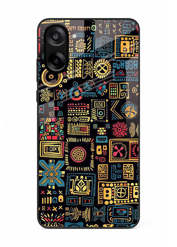 Gold Tribal Blocks gold tribal geometric pattern OnePlus Nord CE5 glass back cover