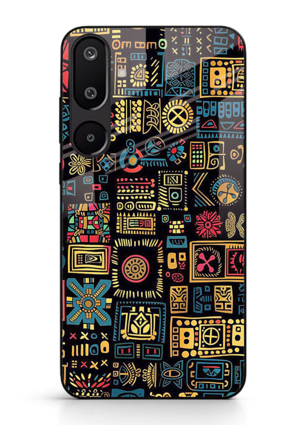 Gold Tribal Blocks gold tribal geometric pattern Samsung M16 5G glass back cover