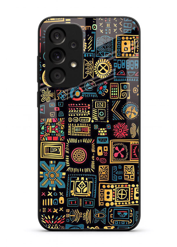 Gold Tribal Blocks gold tribal geometric pattern Samsung M32 5G glass back cover