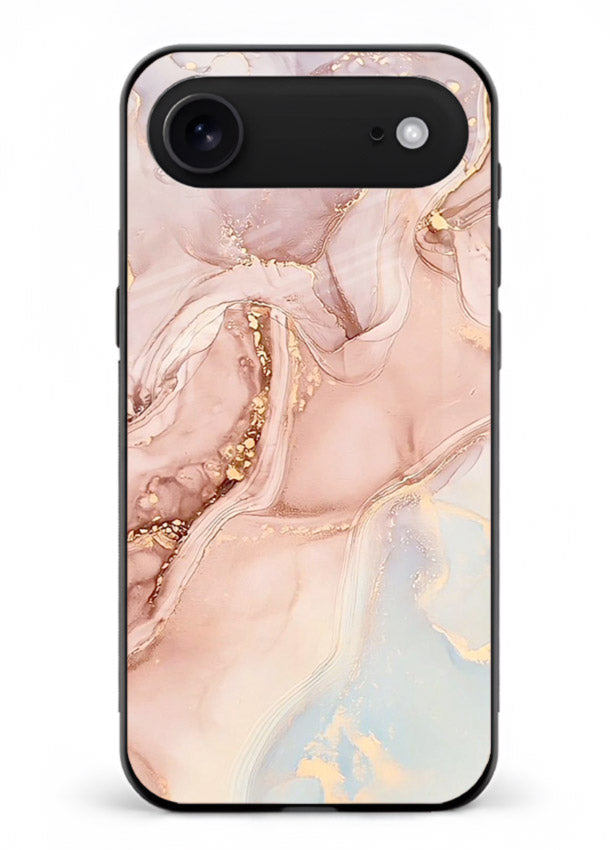 Gold Vein Marble iphone 17 air glass back cover with classic black marble and gold veining