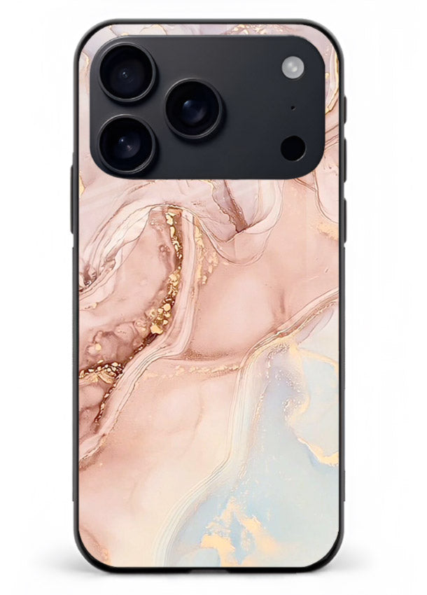 Gold Vein Marble iphone 18 pro max glass back cover with classic black marble and gold veining