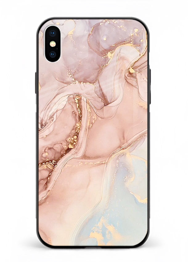 Gold Vein Marble iphone xs max glass back cover with classic black marble and gold veining
