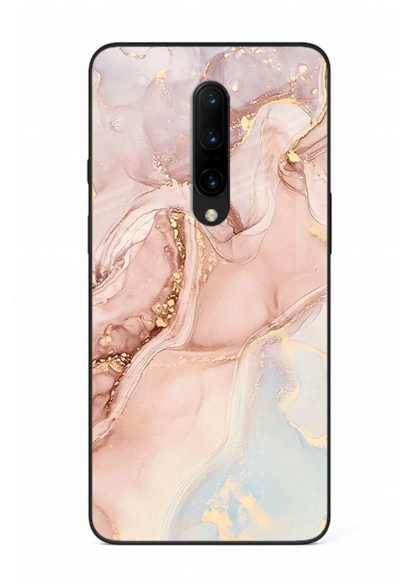 Gold Vein Marble OnePlus 8 glass back cover with classic black marble and gold veining