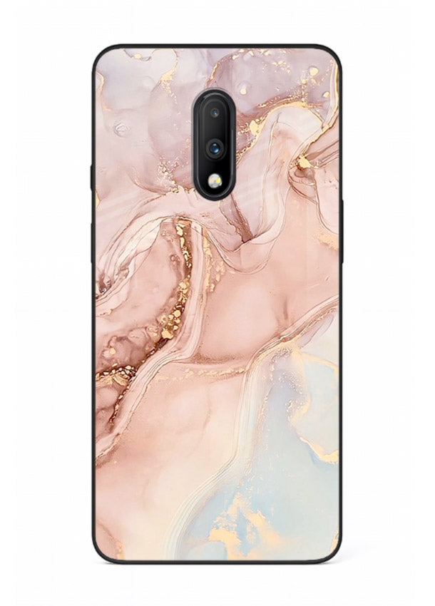 Gold Vein Marble OnePlus 7 glass back cover with classic black marble and gold veining