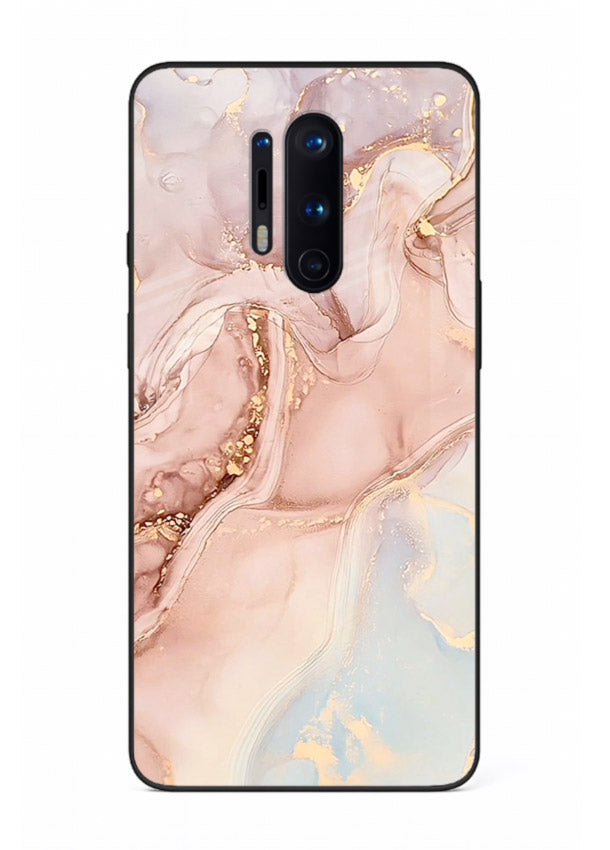 Gold Vein Marble OnePlus 8 Pro glass back cover with classic black marble and gold veining
