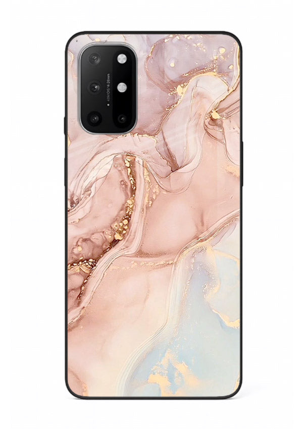 Gold Vein Marble OnePlus 8T glass back cover with classic black marble and gold veining