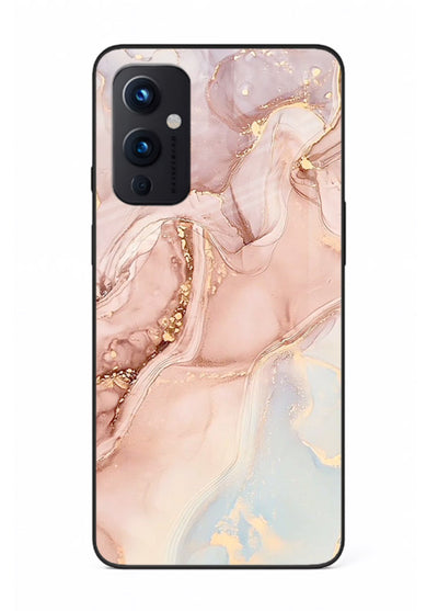 Gold Vein Marble OnePlus 9 Pro glass back cover with classic black marble and gold veining