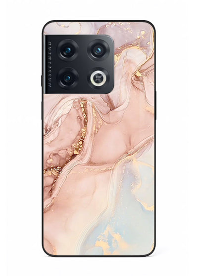 Gold Vein Marble OnePlus 10 Pro glass back cover with classic black marble and gold veining