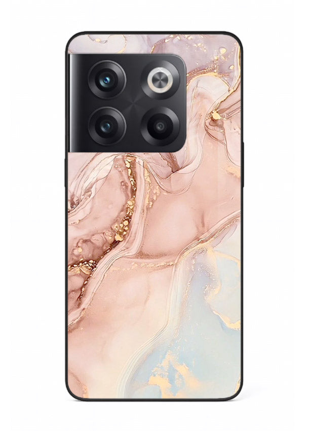 Gold Vein Marble OnePlus 10T glass back cover with classic black marble and gold veining