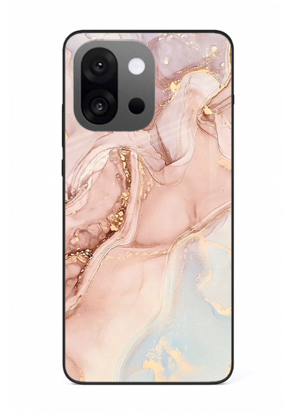 Gold Vein Marble OnePlus 13s glass back cover with classic black marble and gold veining