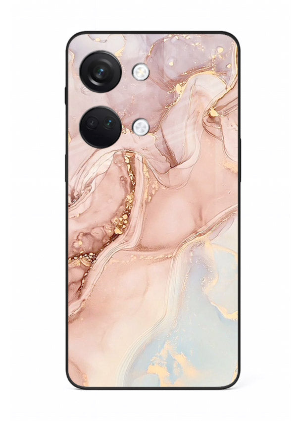 Gold Vein Marble OnePlus Nord 3 glass back cover with classic black marble and gold veining