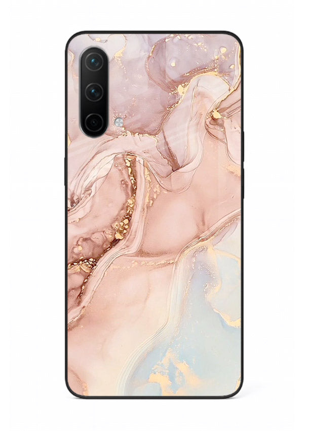 Gold Vein Marble OnePlus Nord CE 5G glass back cover with classic black marble and gold veining