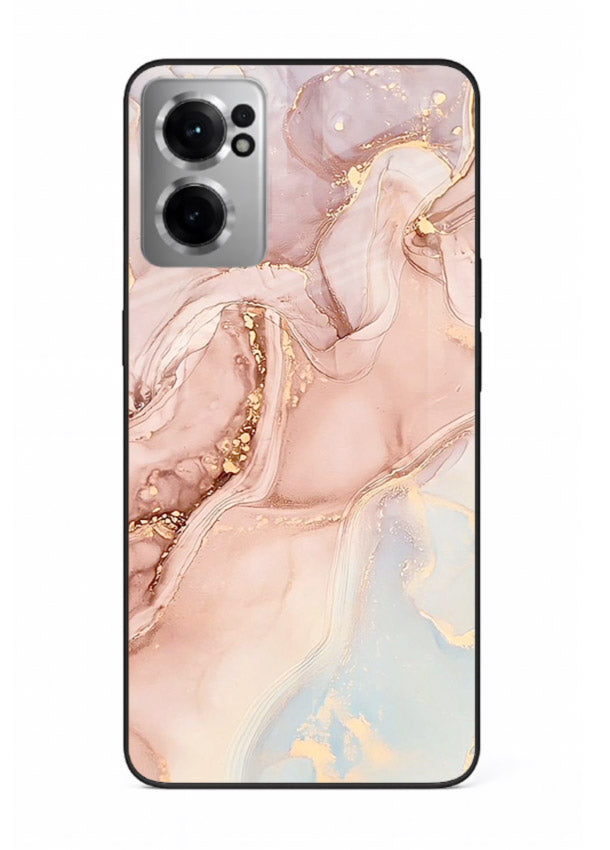 Gold Vein Marble OnePlus Nord CE2 5G glass back cover with classic black marble and gold veining