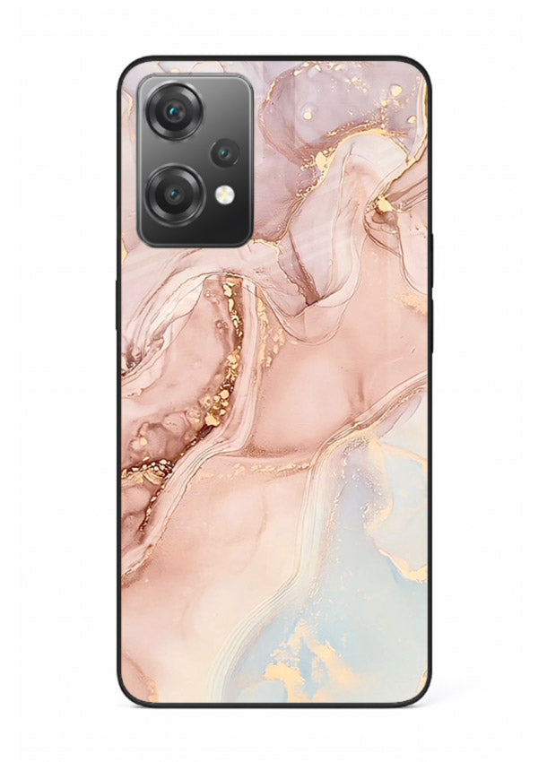 Gold Vein Marble OnePlus Nord CE2 Lite 5G glass back cover with classic black marble and gold veining