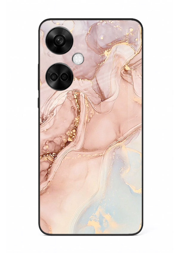 Gold Vein Marble OnePlus Nord CE3 glass back cover with classic black marble and gold veining