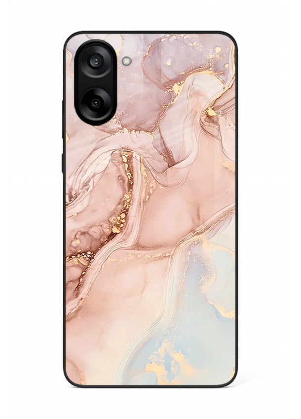 Gold Vein Marble OnePlus Nord CE5 glass back cover with classic black marble and gold veining