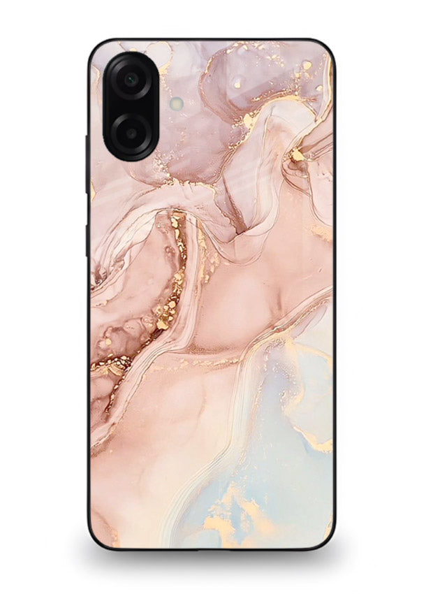Gold Vein Marble Samsung A07 4G glass back cover with classic black marble and gold veining