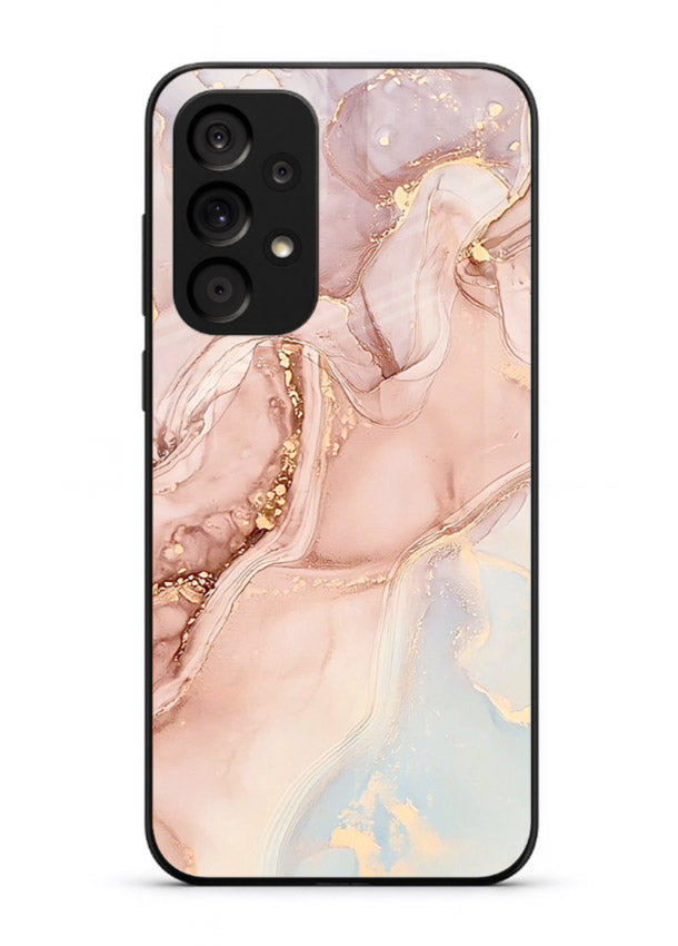 Gold Vein Marble Samsung A33 5G glass back cover with classic black marble and gold veining