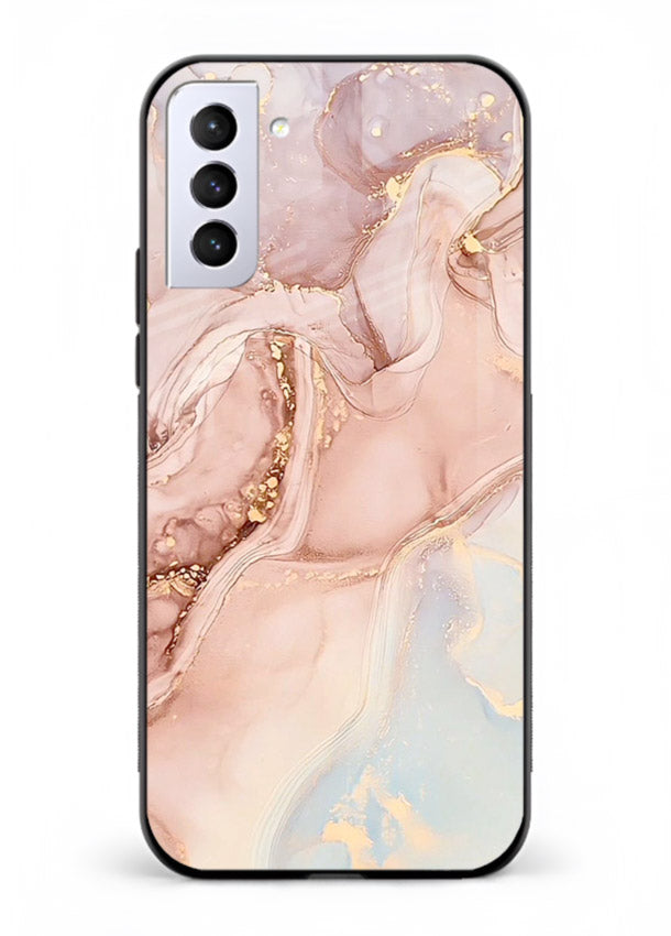 Gold Vein Marble Samsung S21 Plus glass back cover with classic black marble and gold veining