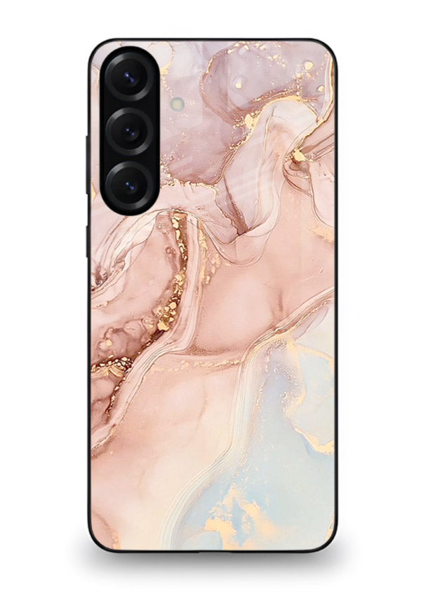 Gold Vein Marble Samsung M34 5G glass back cover with classic black marble and gold veining
