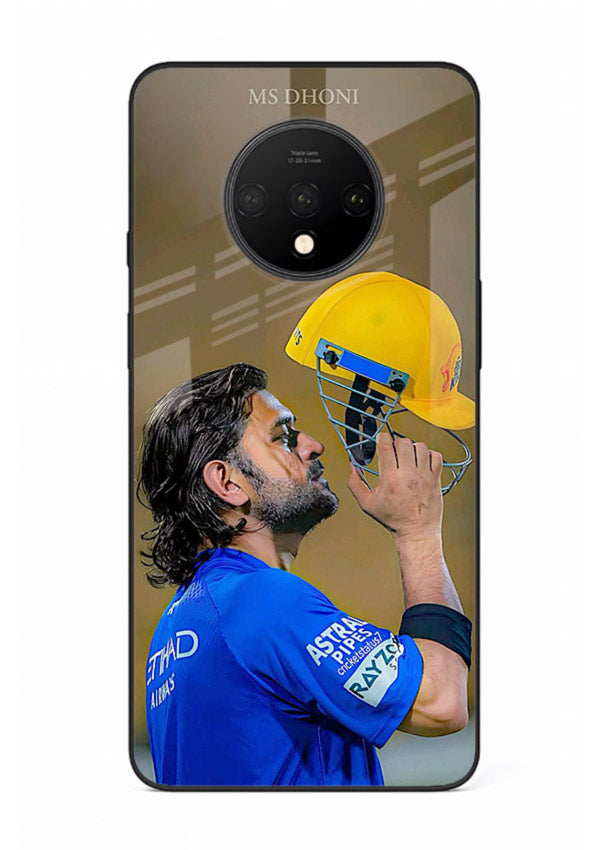 Cricket celebration artwork printed on premium tempered glass OnePlus 7T back cover