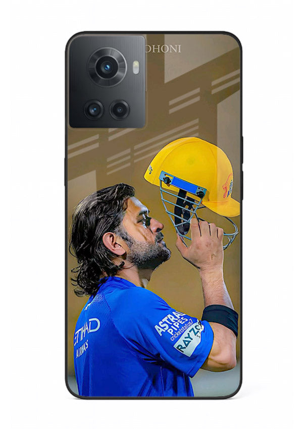 Cricket celebration artwork printed on premium tempered glass OnePlus 10R back cover