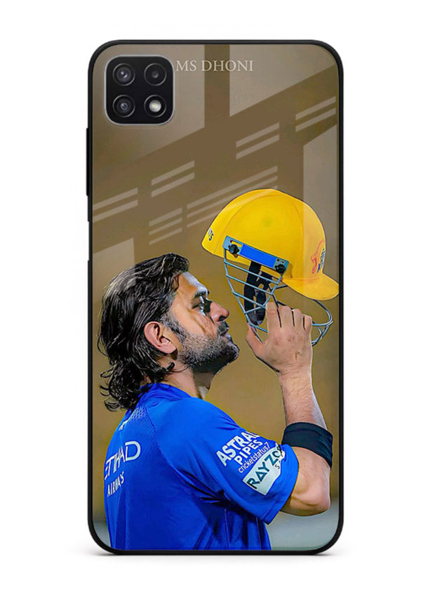 Cricket celebration artwork printed on premium tempered glass Samsung A22 5G back cover