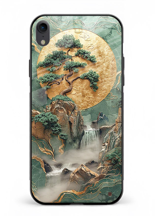 Golden Jade Falls jade waterfall artwork iphone xr glass back cover