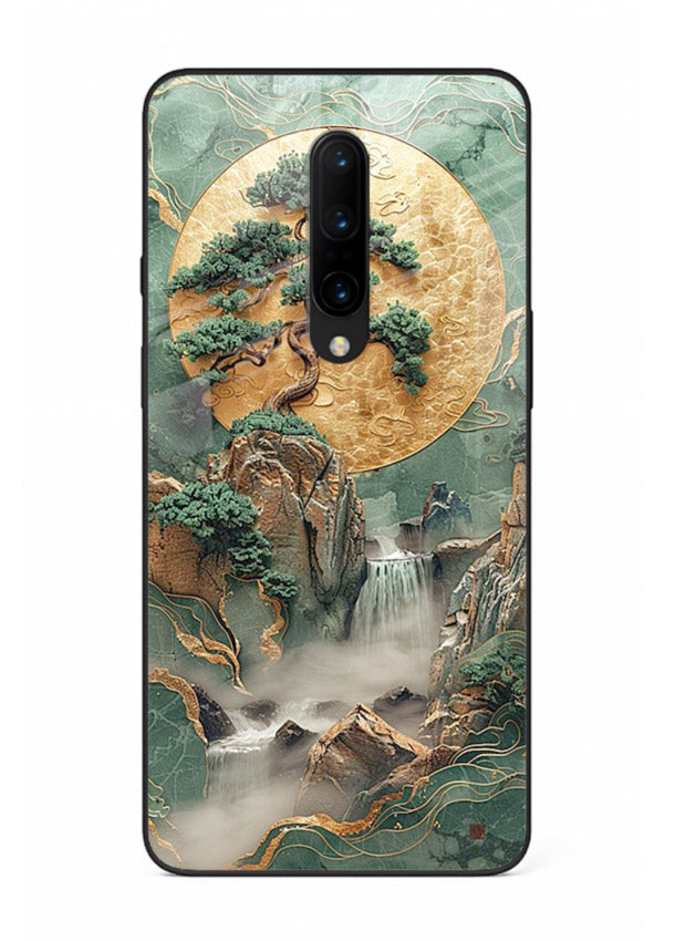 Golden Jade Falls jade waterfall artwork OnePlus 8 glass back cover