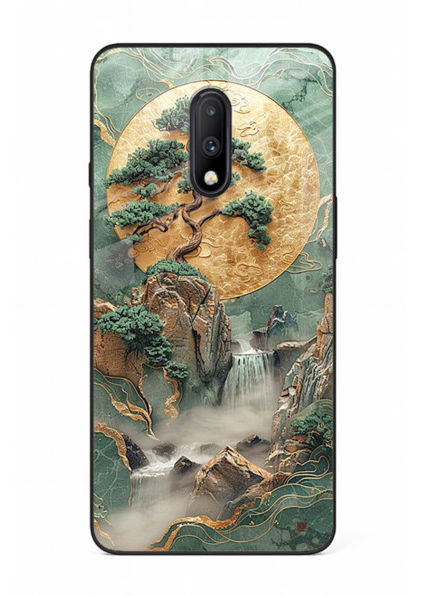 Golden Jade Falls jade waterfall artwork OnePlus 7 glass back cover