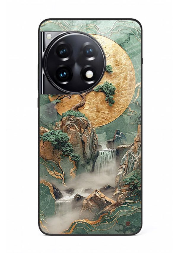 Golden Jade Falls jade waterfall artwork OnePlus 12R glass back cover