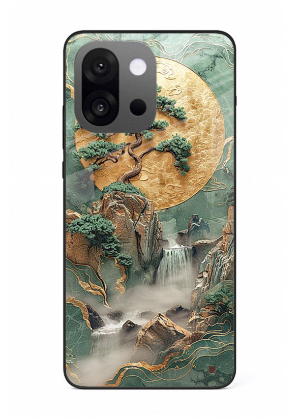 Golden Jade Falls jade waterfall artwork OnePlus 13s glass back cover