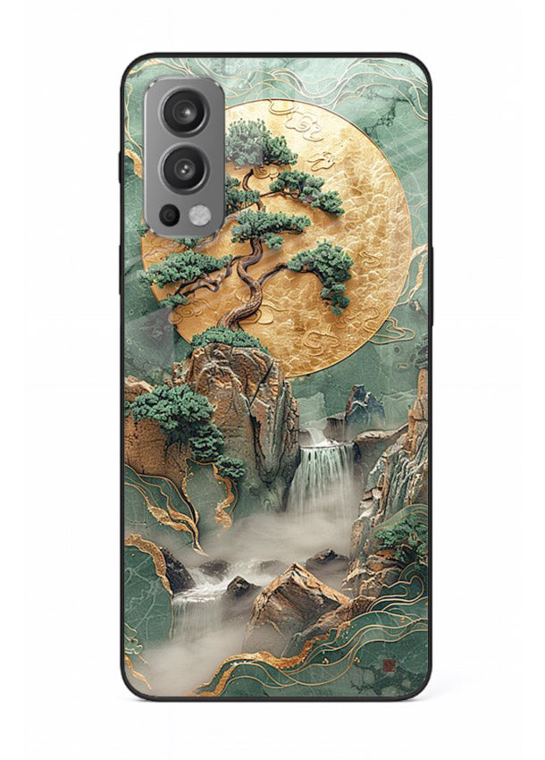 Golden Jade Falls jade waterfall artwork OnePlus Nord 2 glass back cover