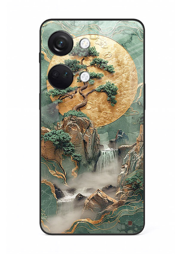 Golden Jade Falls jade waterfall artwork OnePlus Nord 3 glass back cover