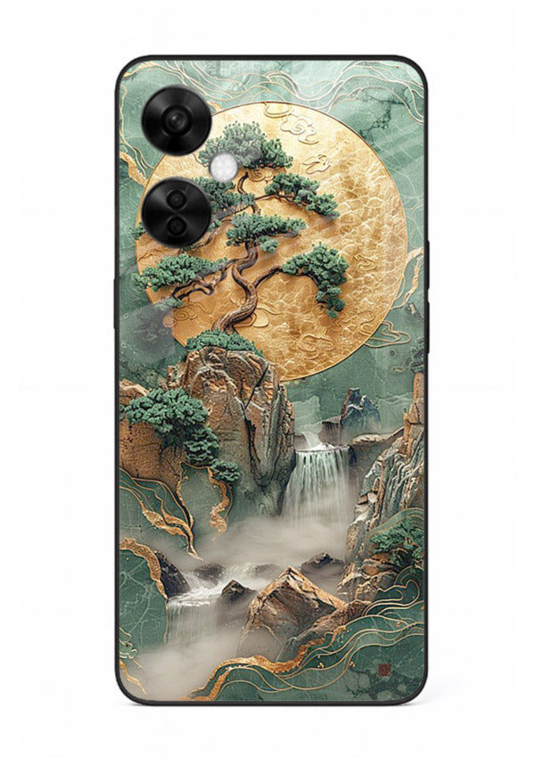 Golden Jade Falls jade waterfall artwork OnePlus Nord CE3 Lite glass back cover