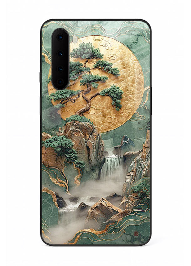 Golden Jade Falls jade waterfall artwork OnePlus Nord glass back cover